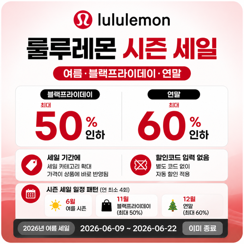 룰루레몬 시즌 세일 할인코드